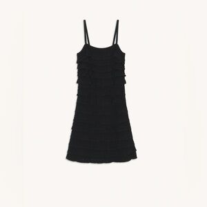 NWOT Sandro Ruffle Knit Dress in Black